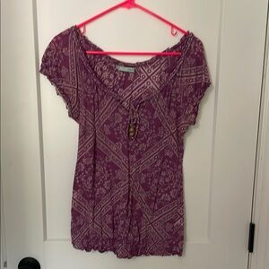 Maurices Purple Flutter Sleeve Blouse